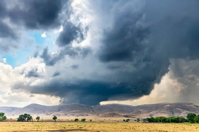 Supercell Thunderstorm Forming Into a Large Wedge Tornado
